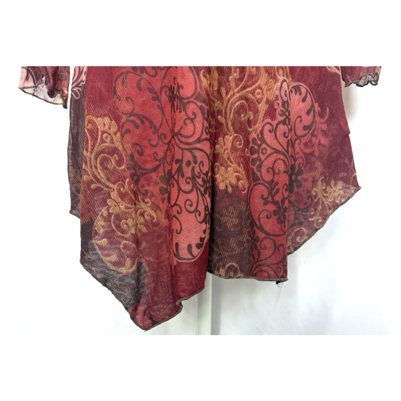 Y2K Womens Floral Asymmetrical Sheer Babydoll Top Size S Forest Fairy Whimsigoth - Picture 4 of 11